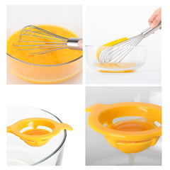 3-Piece Stainless Steel Balloon Whisk Set – With Egg Separator & Scraper (Yellow)