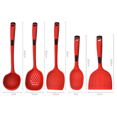 5-Piece Non-Stick Silicone Cooking Spoon & Spatula Set – Heat-Resistant Kitchen Utensils (Red) Cook confidently. Clean up easily.