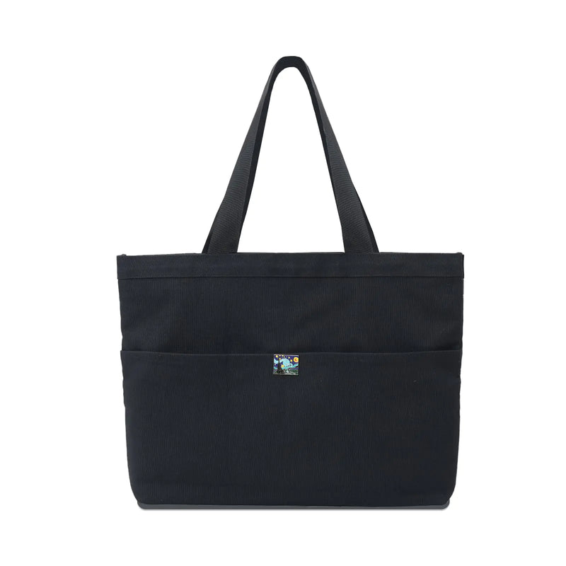 Canvas Tote Bag with Laptop Sleeve (Starry Sky Black)