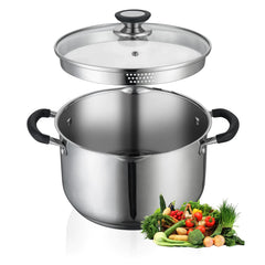 6 Qt Premium Stainless Steel Stock Pot with Strainer Lid