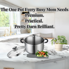 6 Qt Premium Stainless Steel Stock Pot with Strainer Lid
