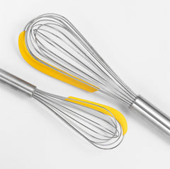 3-Piece Stainless Steel Balloon Whisk Set – With Egg Separator & Scraper (Yellow)