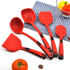 5-Piece Non-Stick Silicone Cooking Spoon & Spatula Set – Heat-Resistant Kitchen Utensils (Red) Cook confidently. Clean up easily.