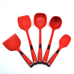 5-Piece Non-Stick Silicone Cooking Spoon & Spatula Set – Heat-Resistant Kitchen Utensils (Red) Cook confidently. Clean up easily.